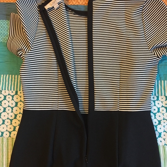 LOFT Black and White Fitted Striped Dress 10 - Picture 8 of 8